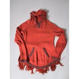 Alpaca Connection Womens Alpaca Wool Hoodie Sweater Peru Fringe Boho Size M